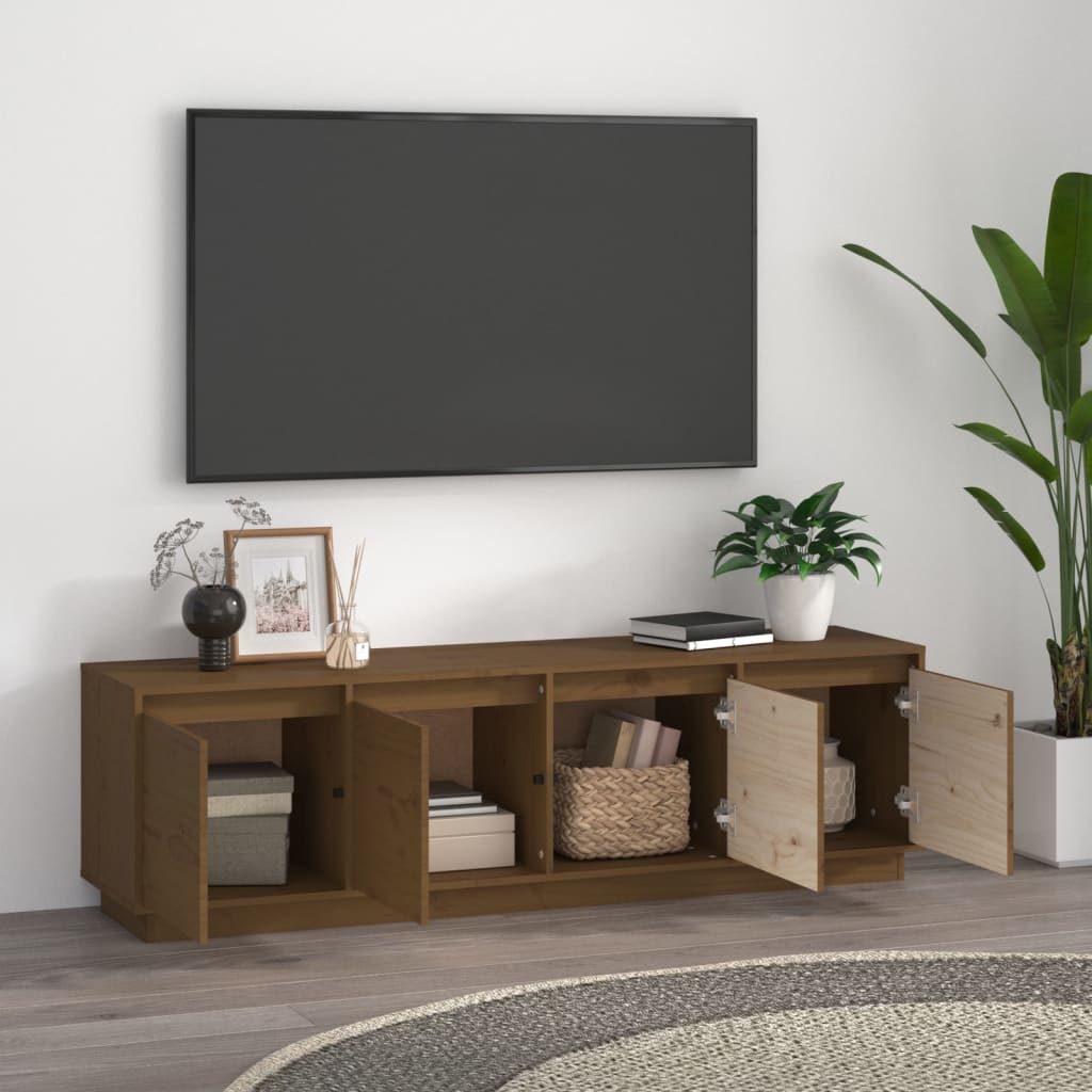 vidaXL TV skříňka medově hnědá 156 x 37 x 45 cm masivní borové dřevo