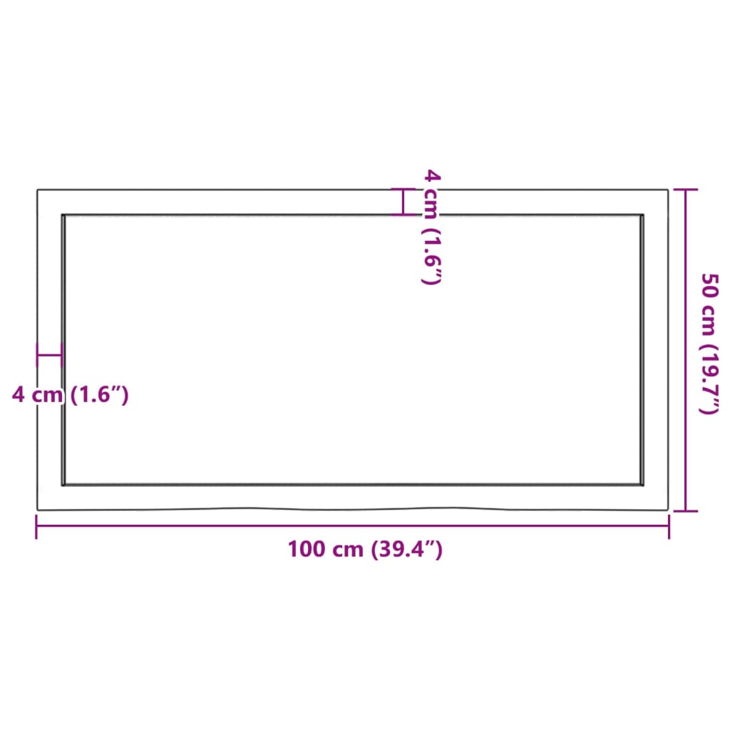 vidaXL Koupelnová deska hnědá 100x50x(2-4) cm ošetřený masivní dřevo