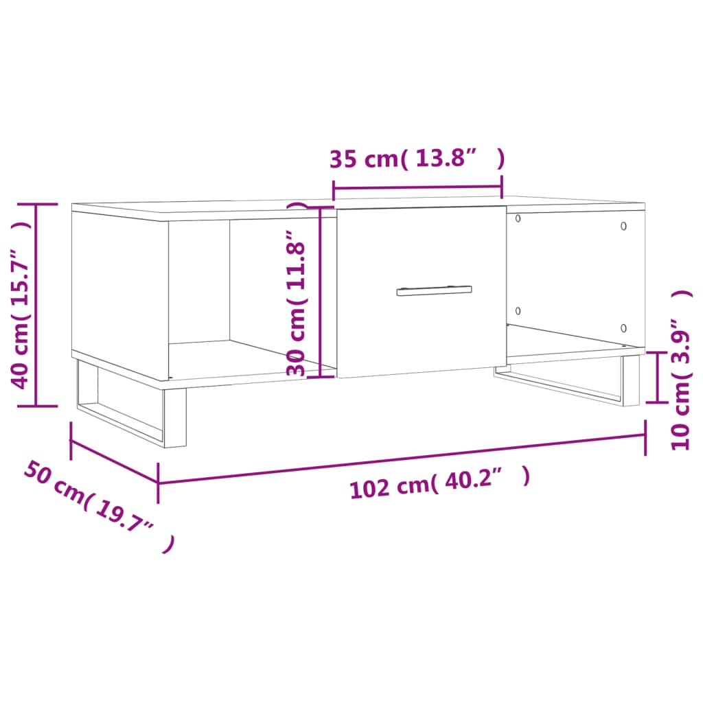 vidaXL Konferenční stolek šedý sonoma 102x50x40 cm kompozitní dřevo