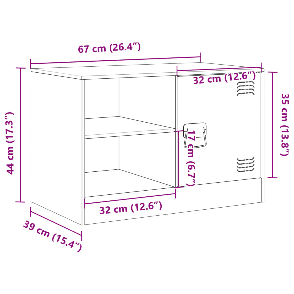 vidaXL TV skříňka antracitová 67 x 39 x 44 cm ocel