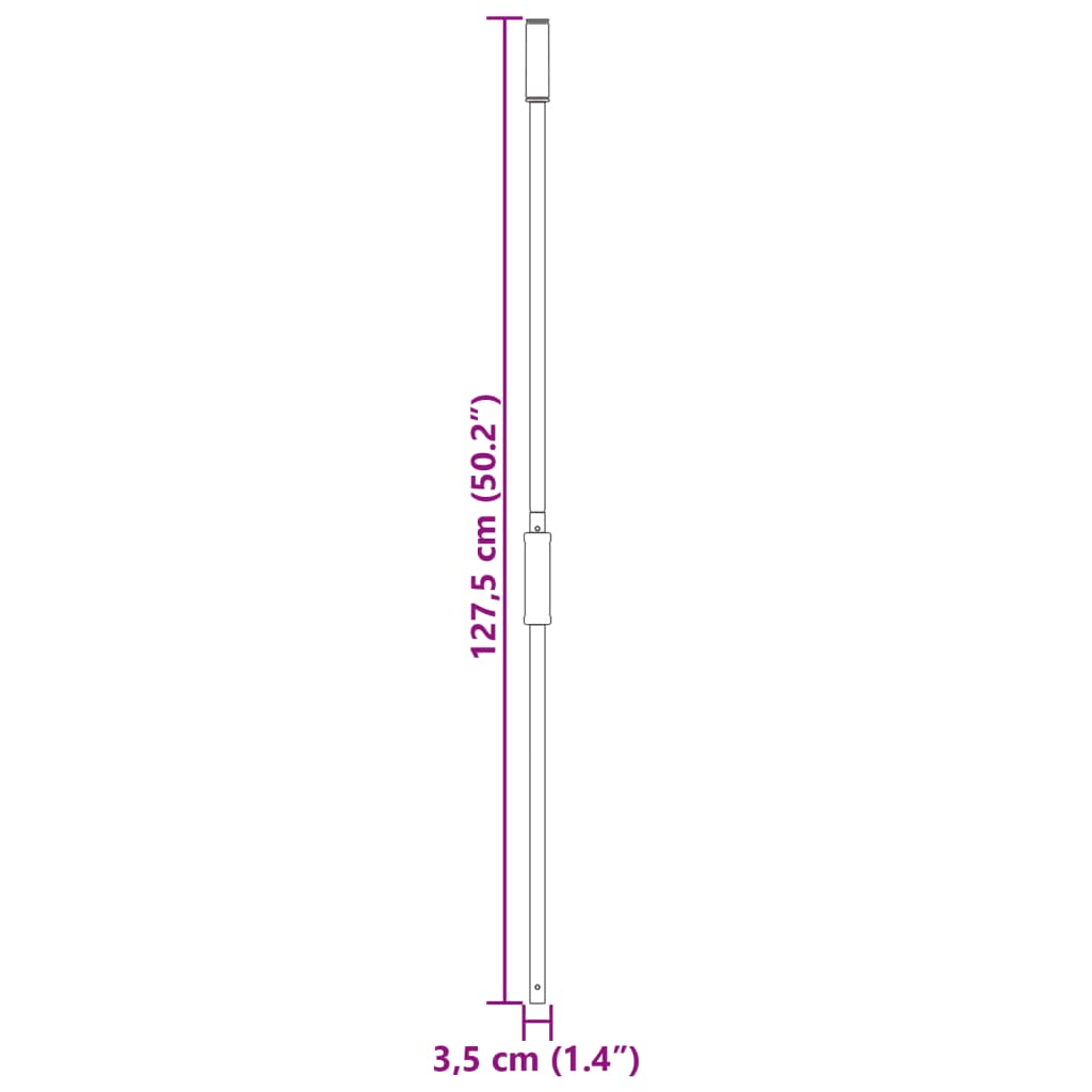 vidaXL Násada na vidle Ø 3,5 x 127,5 cm černá ocel