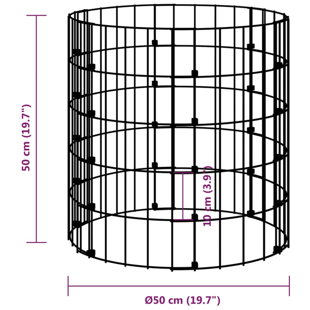 vidaXL Kruhový gabionový sloupek pozinkovaná ocel Ø 50 x 50 cm