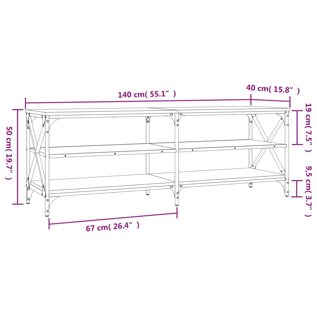 vidaXL TV skříňka hnědý dub 140 x 40 x 50 cm kompozitní dřevo