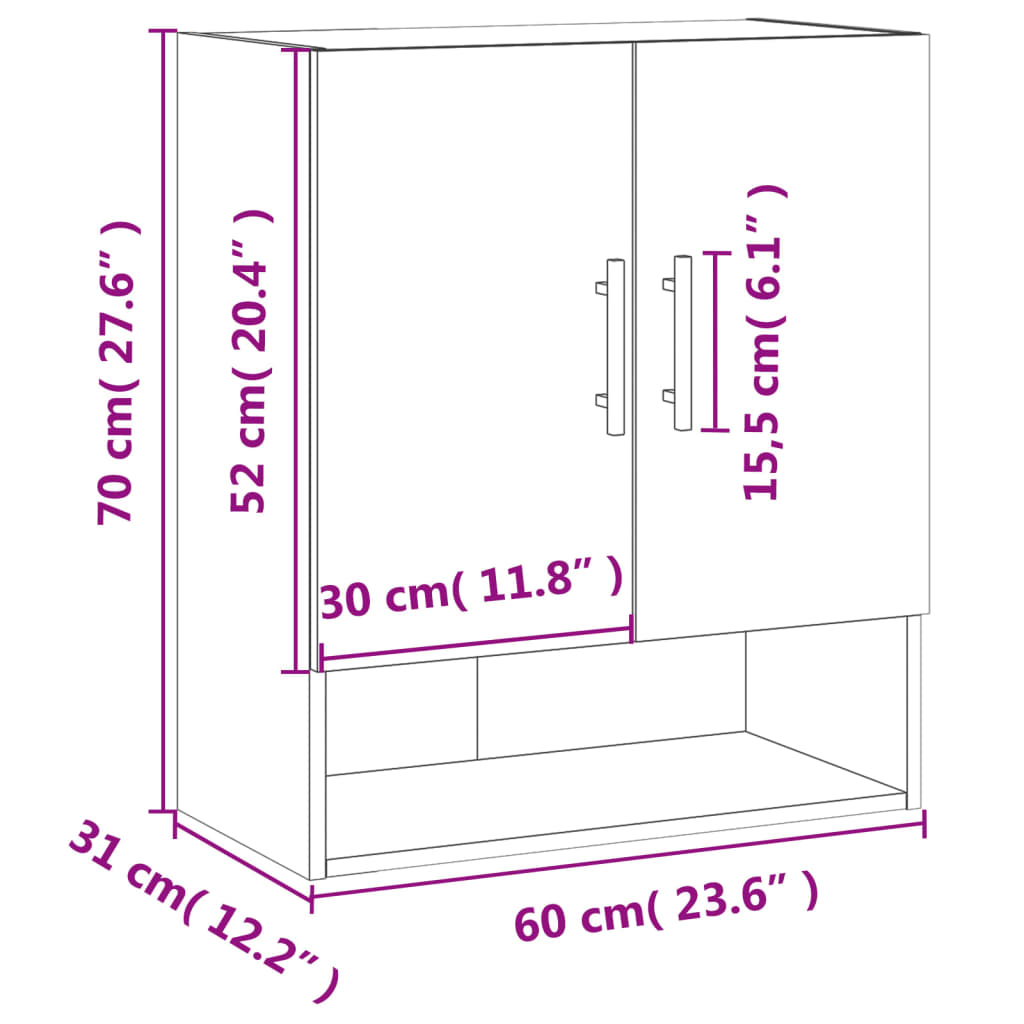 vidaXL Nástěnná skříňka hnědý dub 60 x 31 x 70 cm kompozitní dřevo