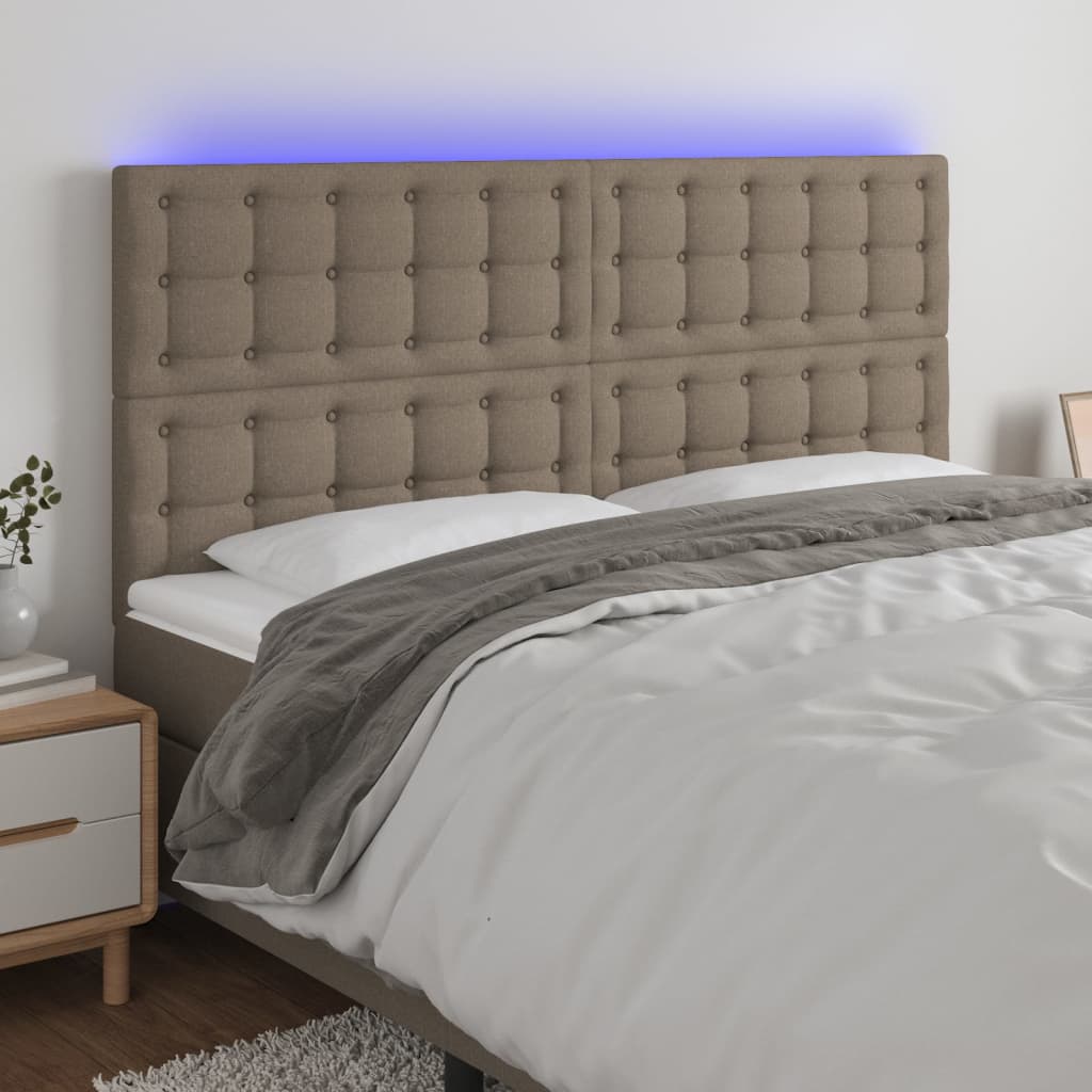 vidaXL Čelo postele s LED taupe 160x5x118/128 cm textil