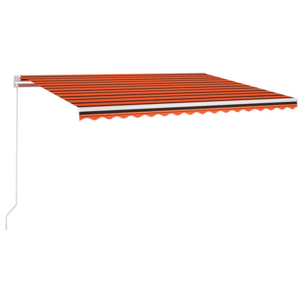 vidaXL Ručně zatahovací markýza s LED světlem 450x350 cm oranžovohnědá