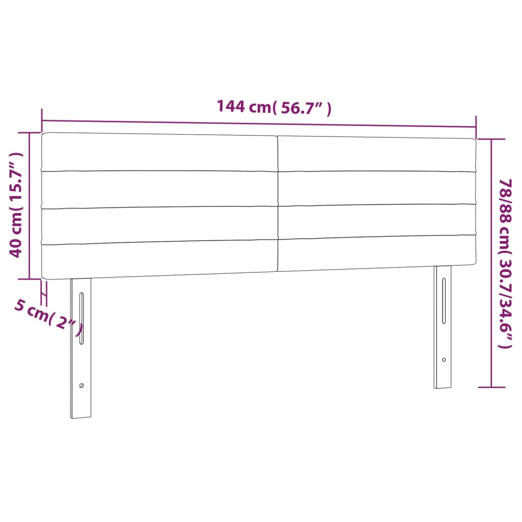 vidaXL Čelo postele s LED tmavě hnědé 144x5x78/88 cm textil