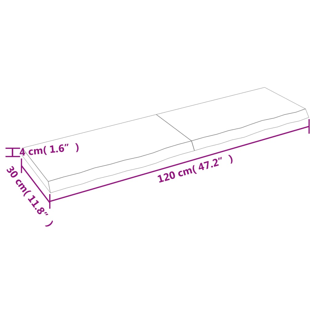 vidaXL Koupelnová deska tmavě hnědá 120x30x(2-4) cm ošetřený masiv