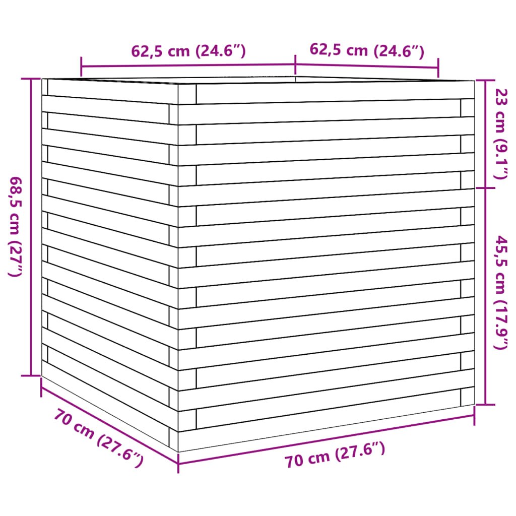 vidaXL Zahradní truhlík 70 x 70 x 68,5 cm impregnované borové dřevo