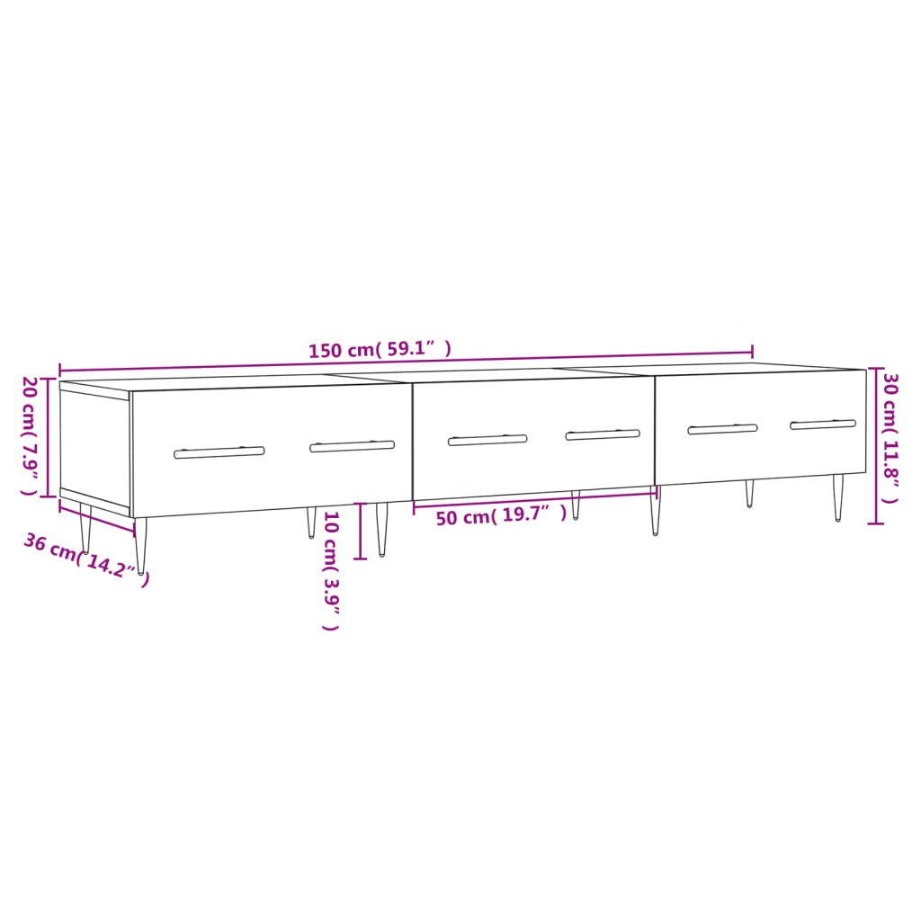 vidaXL TV skříňka šedá sonoma 150 x 36 x 30 cm kompozitní dřevo