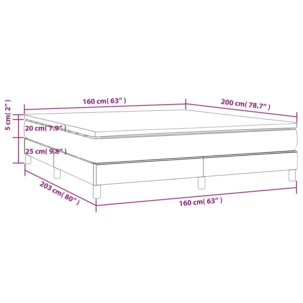 vidaXL Box spring postel s matrací tmavě modrá 160x200 cm samet