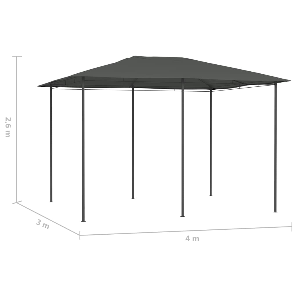 vidaXL Altán 3 x 4 x 2,6 m antracitový 160 g/m²