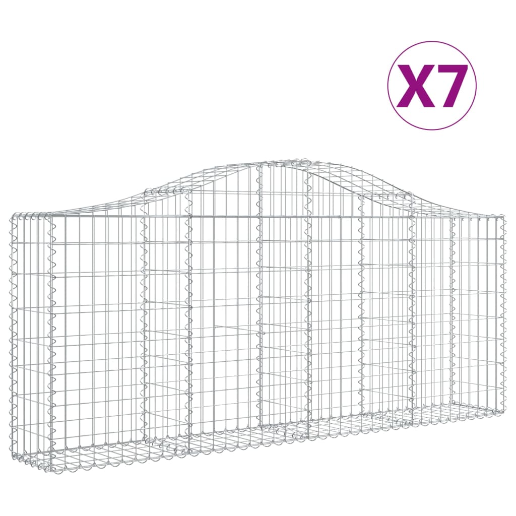 vidaXL Klenuté gabionové koše 7 ks 200x30x80/100 cm pozinkované železo