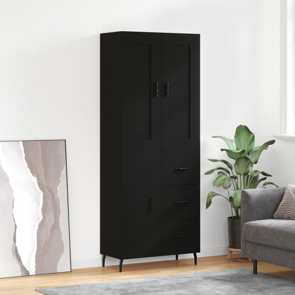 vidaXL Skříň highboard černá 69,5 x 34 x 180 cm kompozitní dřevo