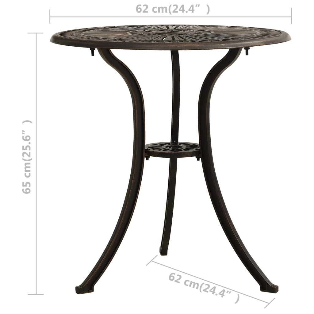 vidaXL 3dílný bistro set litý hliník bronzový