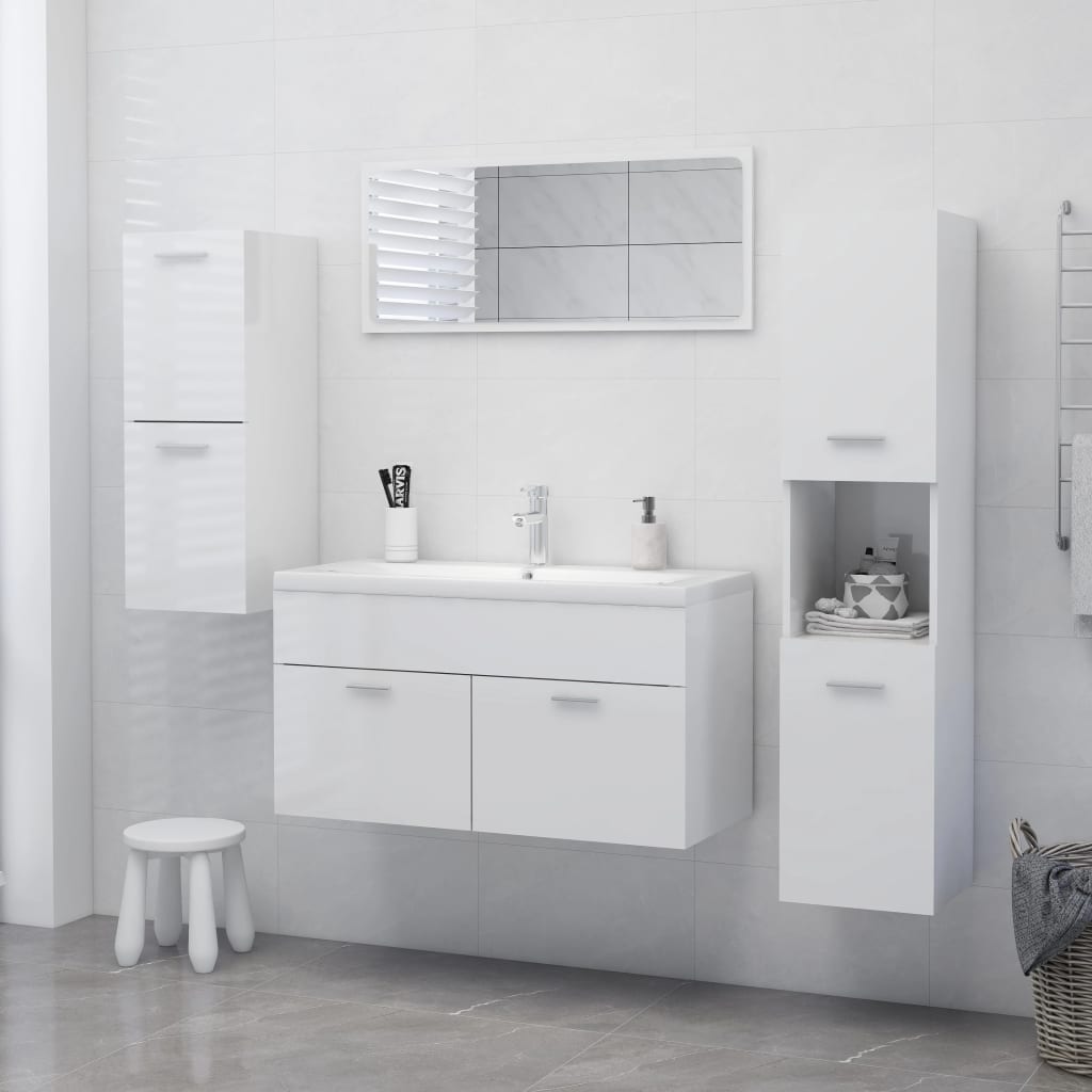 vidaXL Koupelnová skříňka bílá lesklá 30 x 30 x 80 cm kompozitní dřevo