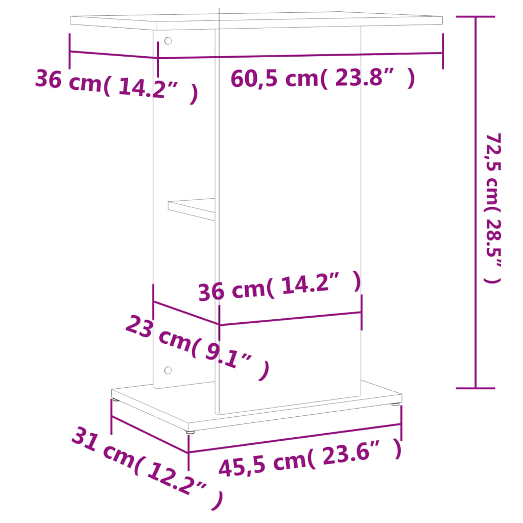 vidaXL Stojan na akvárium bílý 60,5 x 36 x 72,5 cm kompozitní dřevo