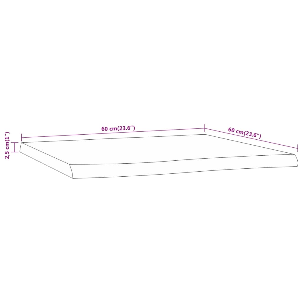 vidaXL Stolní deska 60 x 60 x 2,5 cm čtverec masivní akácie živá hrana