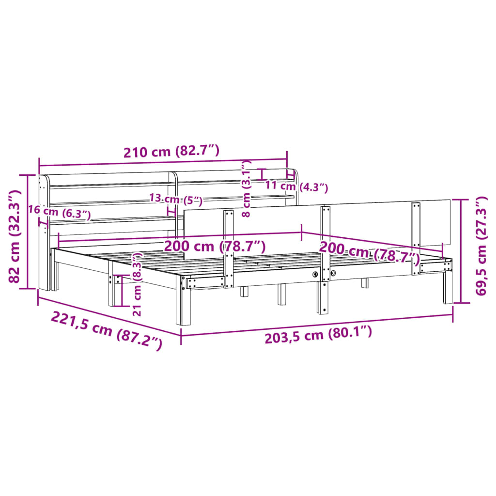 vidaXL Rám postele s čelem bez matrace bílý 200x200 cm