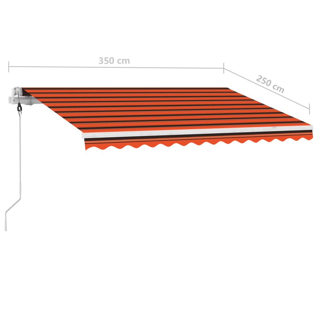 vidaXL Volně stojící ručně zatahovací markýza 350x250 cm oranžovohnědá