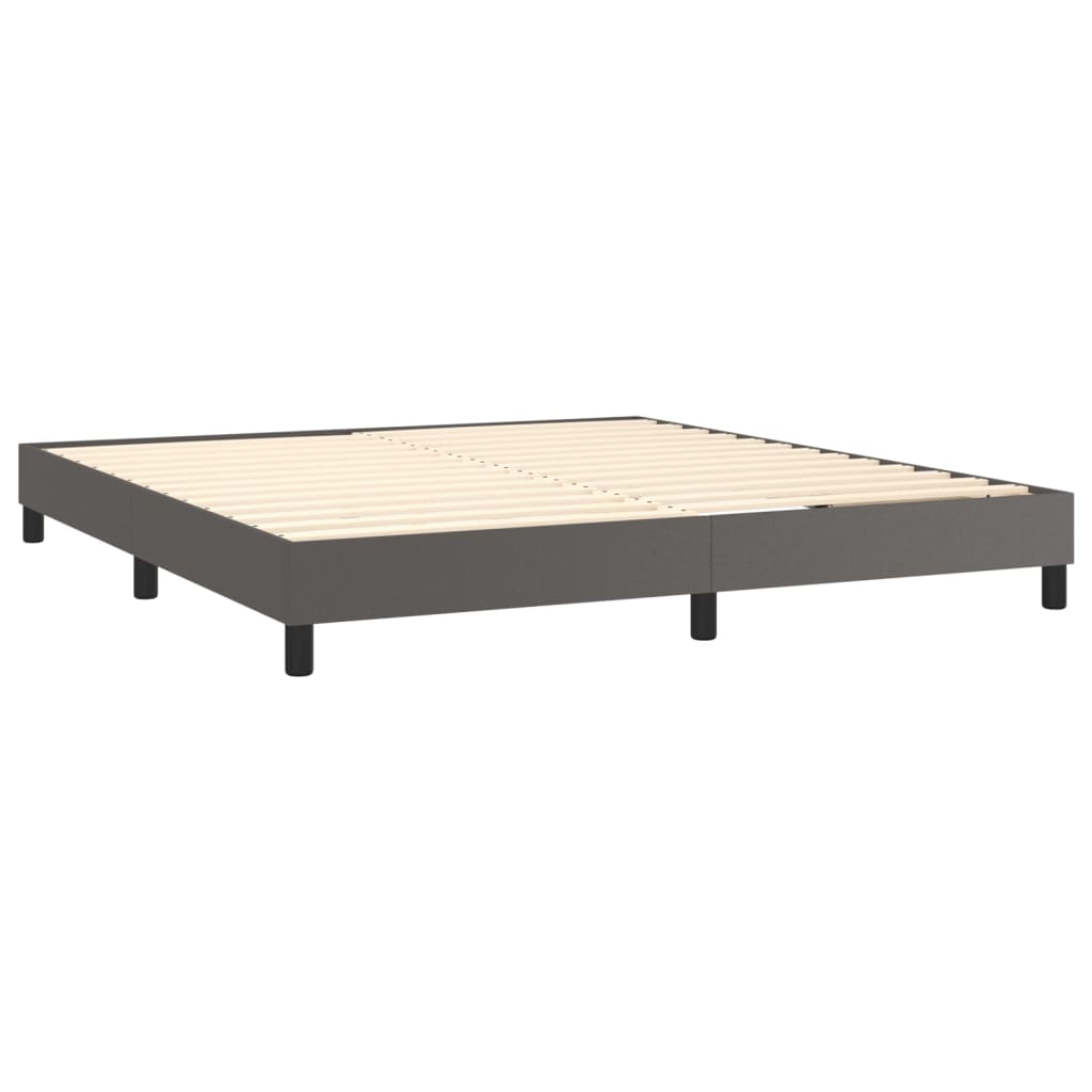 vidaXL Box spring postel s matrací šedá 160x200 cm umělá kůže