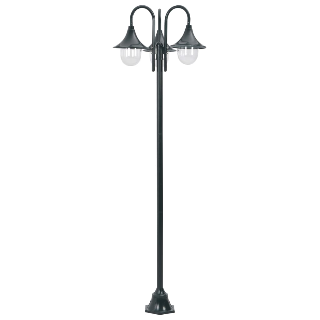 vidaXL Zahradní sloupová lampa 3 ramena E27 220 cm hliník tmavě zelená