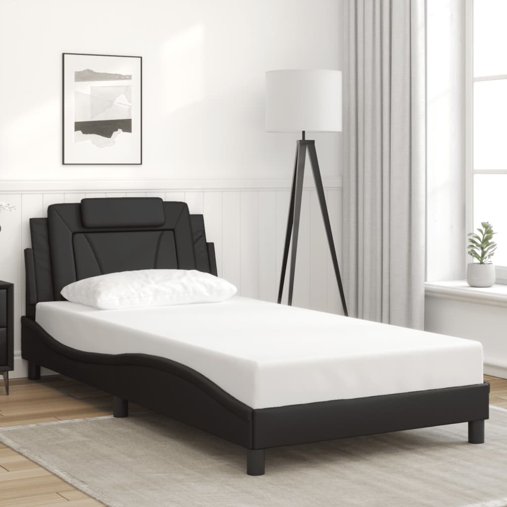 vidaXL Rám postele s čelem černý 100x200 cm umělá kůže