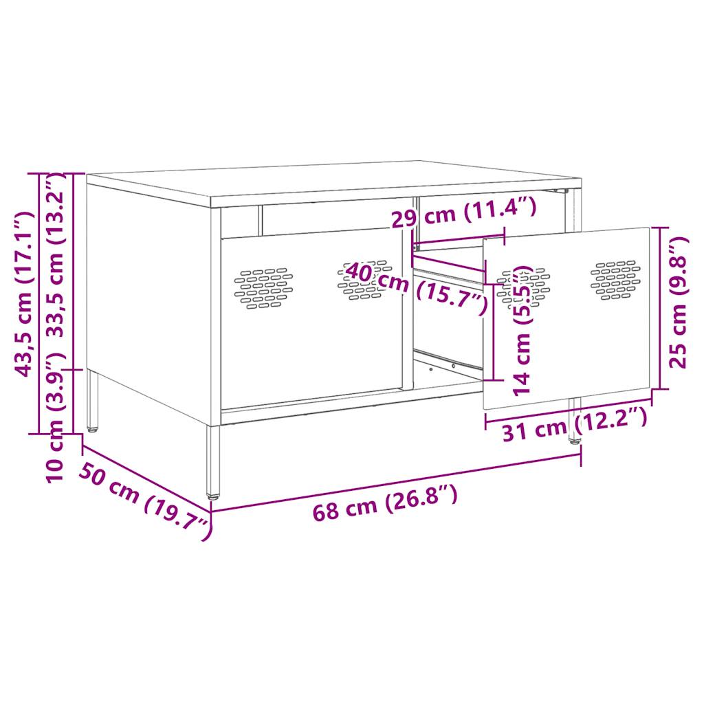 vidaXL TV skříňka bílá 68 x 50 x 43,5 cm ocel válcovaná za studena