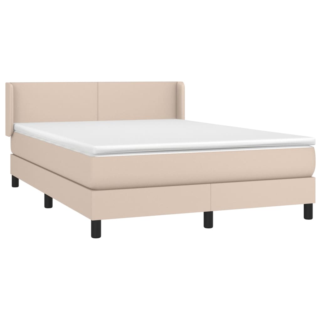 vidaXL Box spring postel s matrací cappuccino 140x190 cm umělá kůže