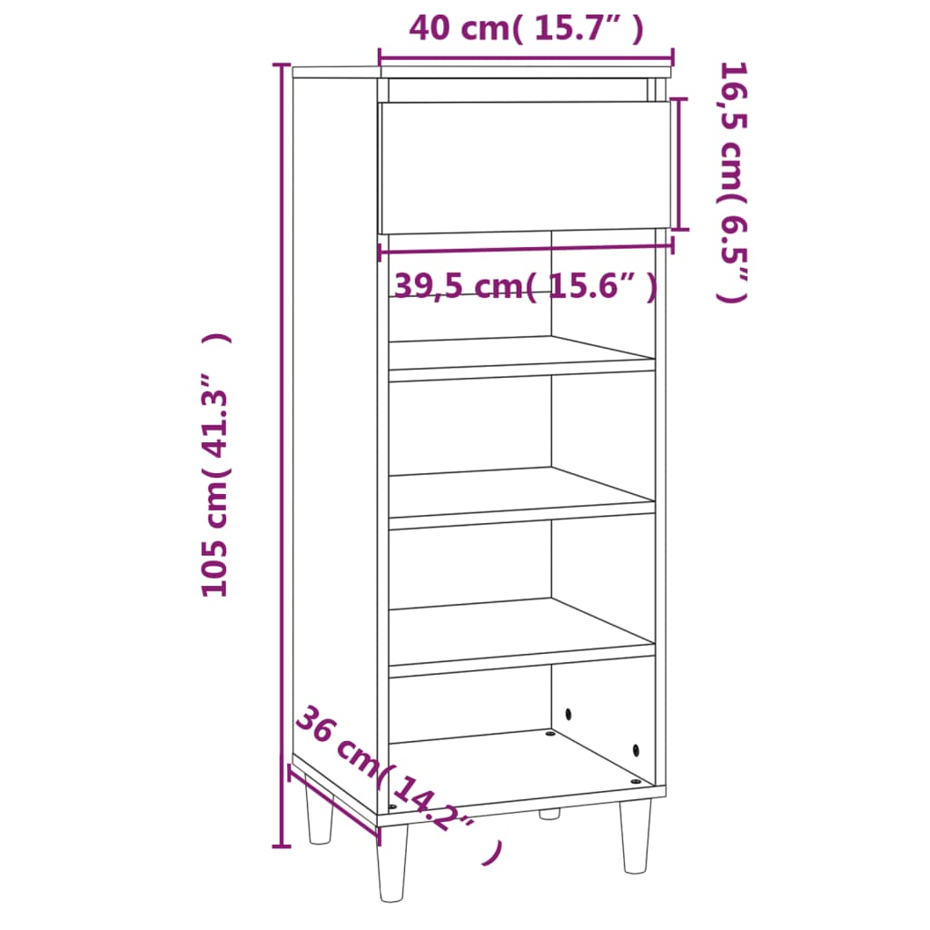 vidaXL Botník bílý s vysokým leskem 40 x 36 x 105 cm kompozitní dřevo