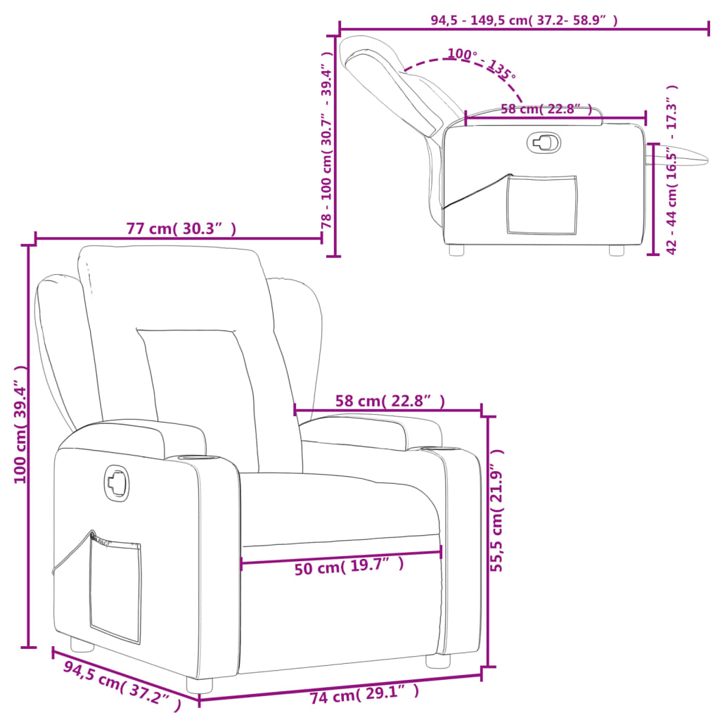 vidaXL Polohovací křeslo taupe textil