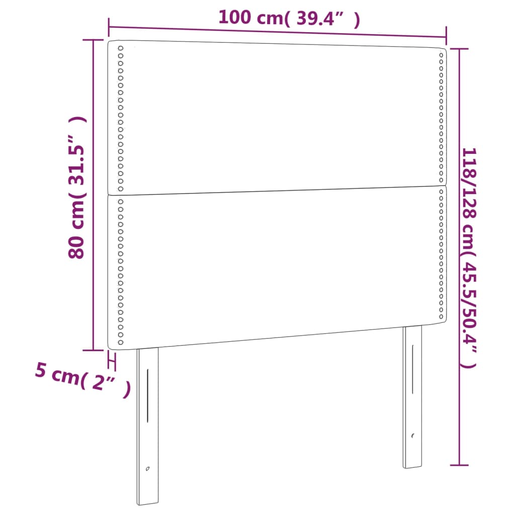 vidaXL Čelo postele 2 ks krémové 100x5x78/88 cm umělá kůže