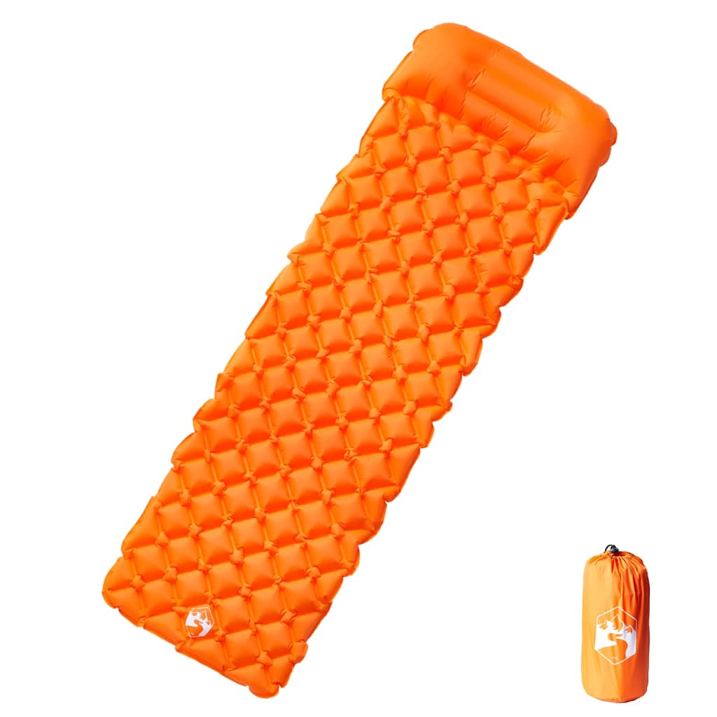 vidaXL Nafukovací kempingová matrace s polštářem pro 1 osobu oranžová