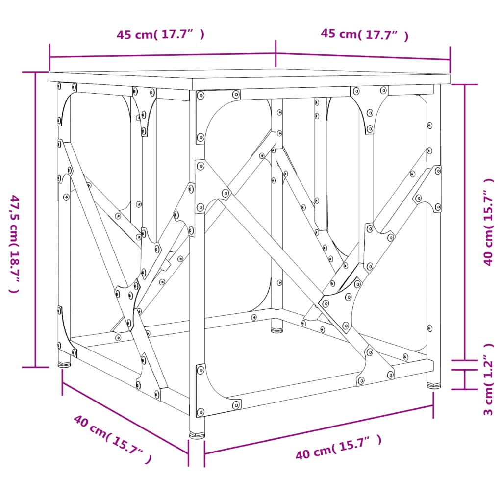 vidaXL Konferenční stolek kouřový dub 45x45x47,5 cm kompozitní dřevo