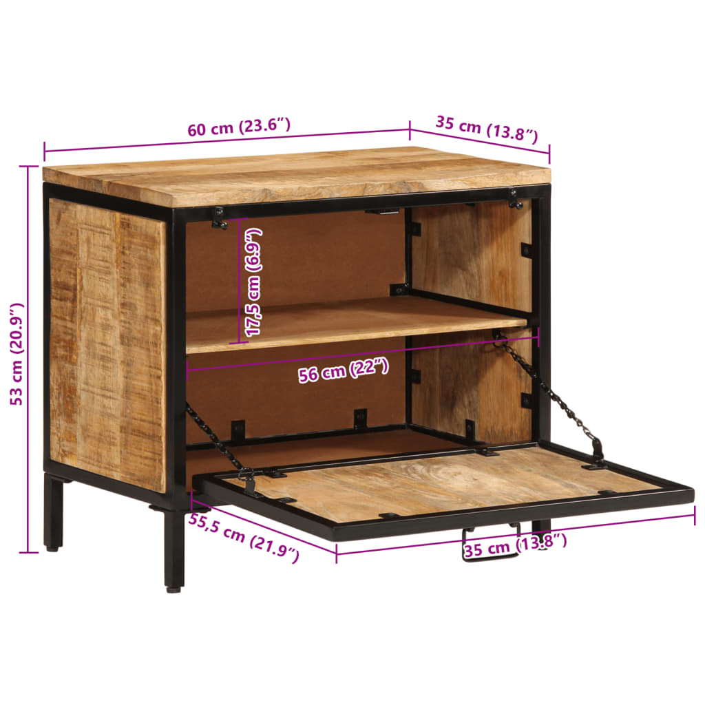 vidaXL Botník 60 x 35 x 53 cm masivní hrubé mangovníkové dřevo