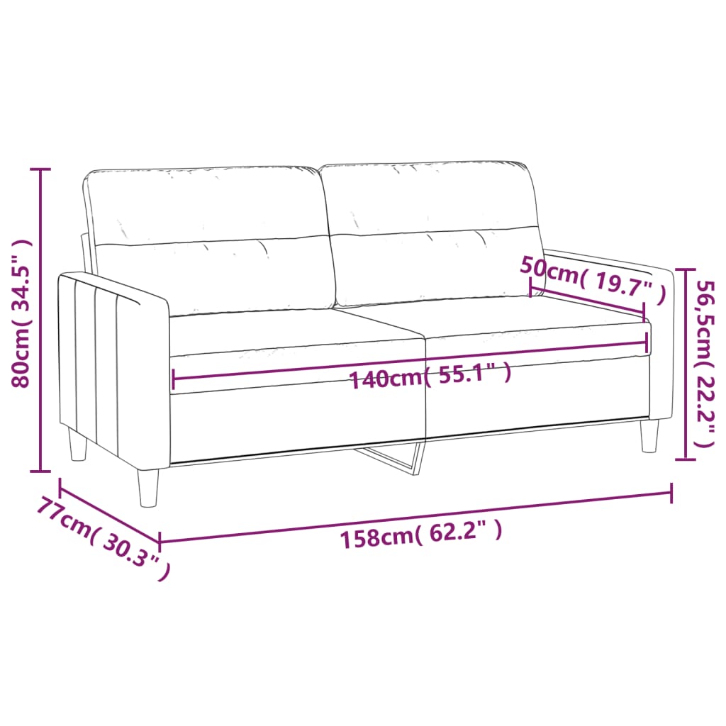 vidaXL 2místná pohovka černá 140 cm textil