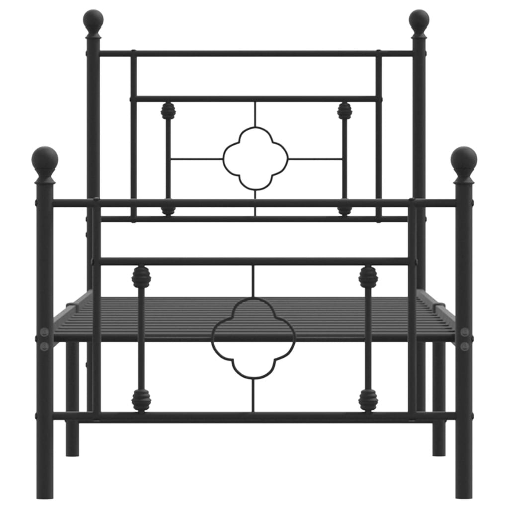 vidaXL Kovový rám postele s hlavovým a nožním čelem černý 80 x 200 cm