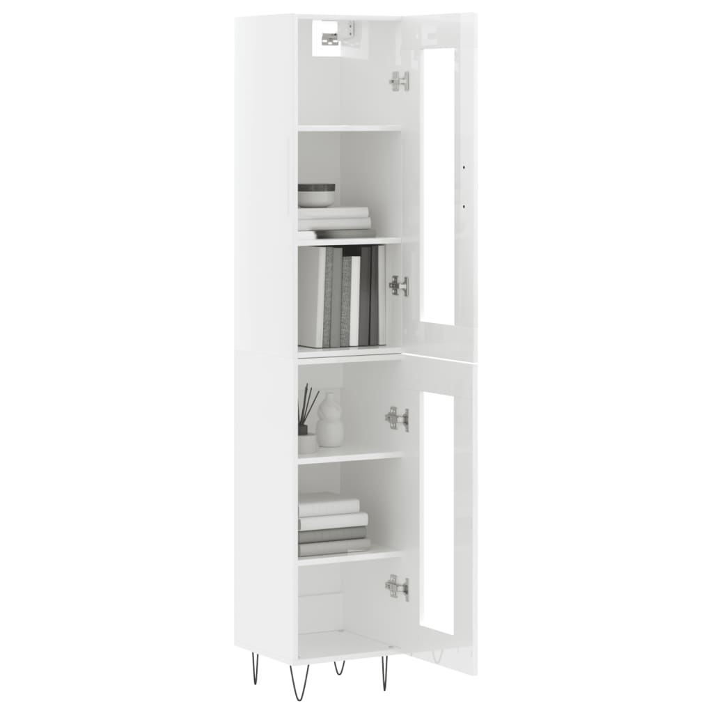 vidaXL Skříň highboard bílá s vysokým leskem 34,5x34x180 cm kompozit