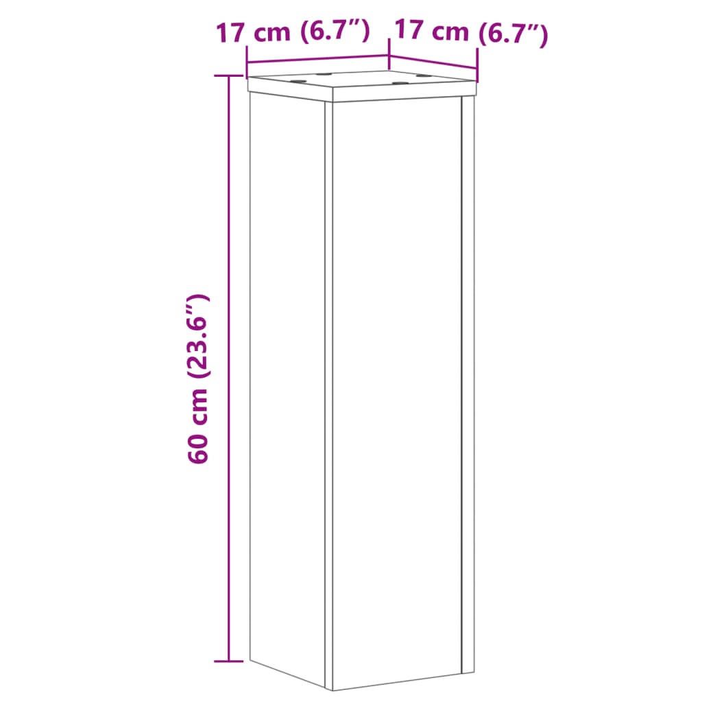 vidaXL Stojany na rostliny 2 ks černé 17 x 17 x 60 cm kompozitní dřevo