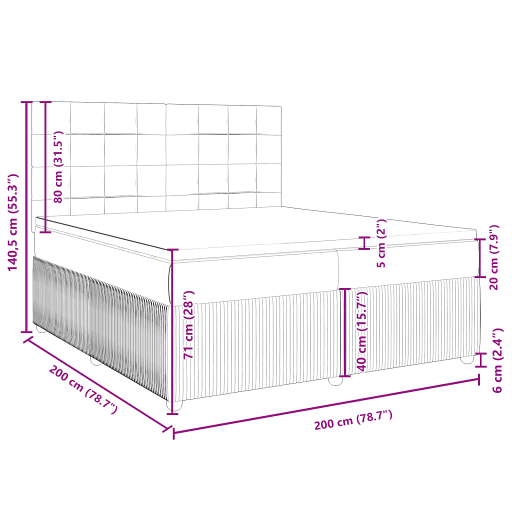 vidaXL Box spring postel s matrací růžová 200x200 cm samet