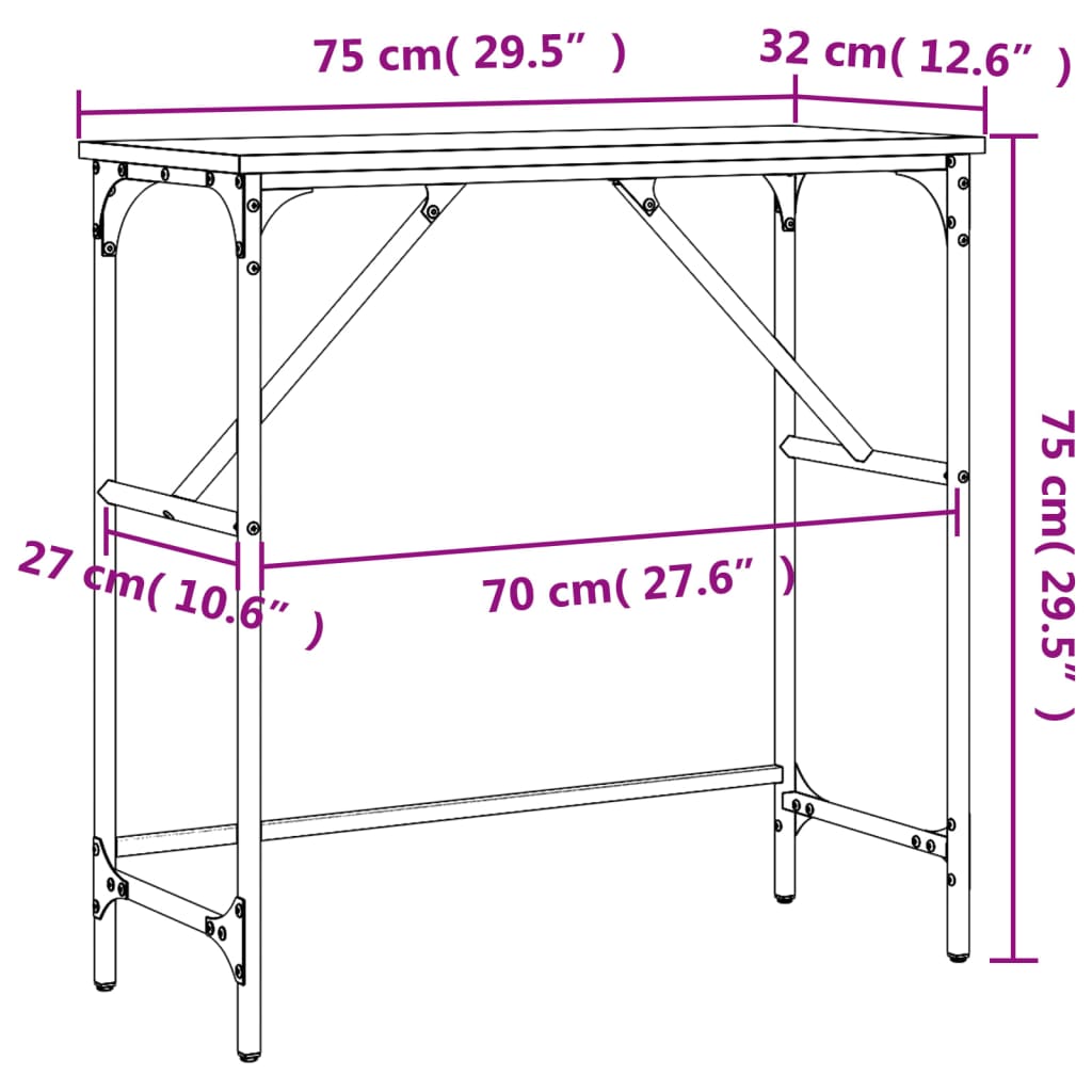 vidaXL Konzolový stolek dub sonoma 75 x 32 x 75 cm kompozitní dřevo