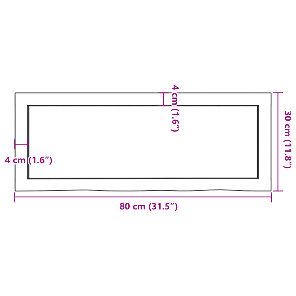 vidaXL Koupelnová deska 80x30x(2-6) cm neošetřené masivní dřevo