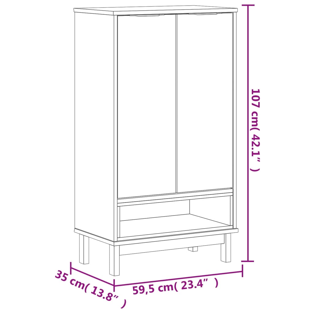 vidaXL Botník FLAM 59,5 x 35 x 107 cm masivní borové dřevo