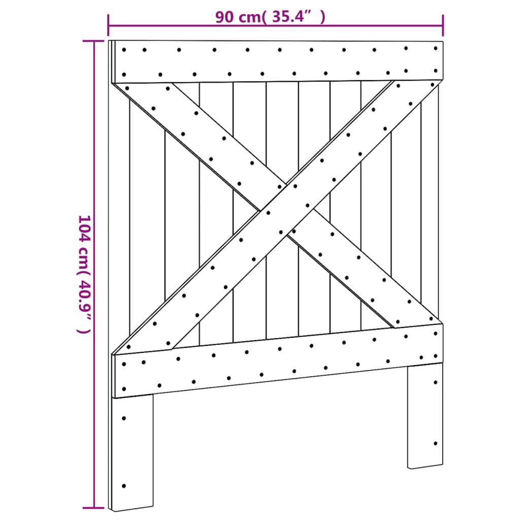 vidaXL Čelo postele 90 x 104 cm masivní borové dřevo