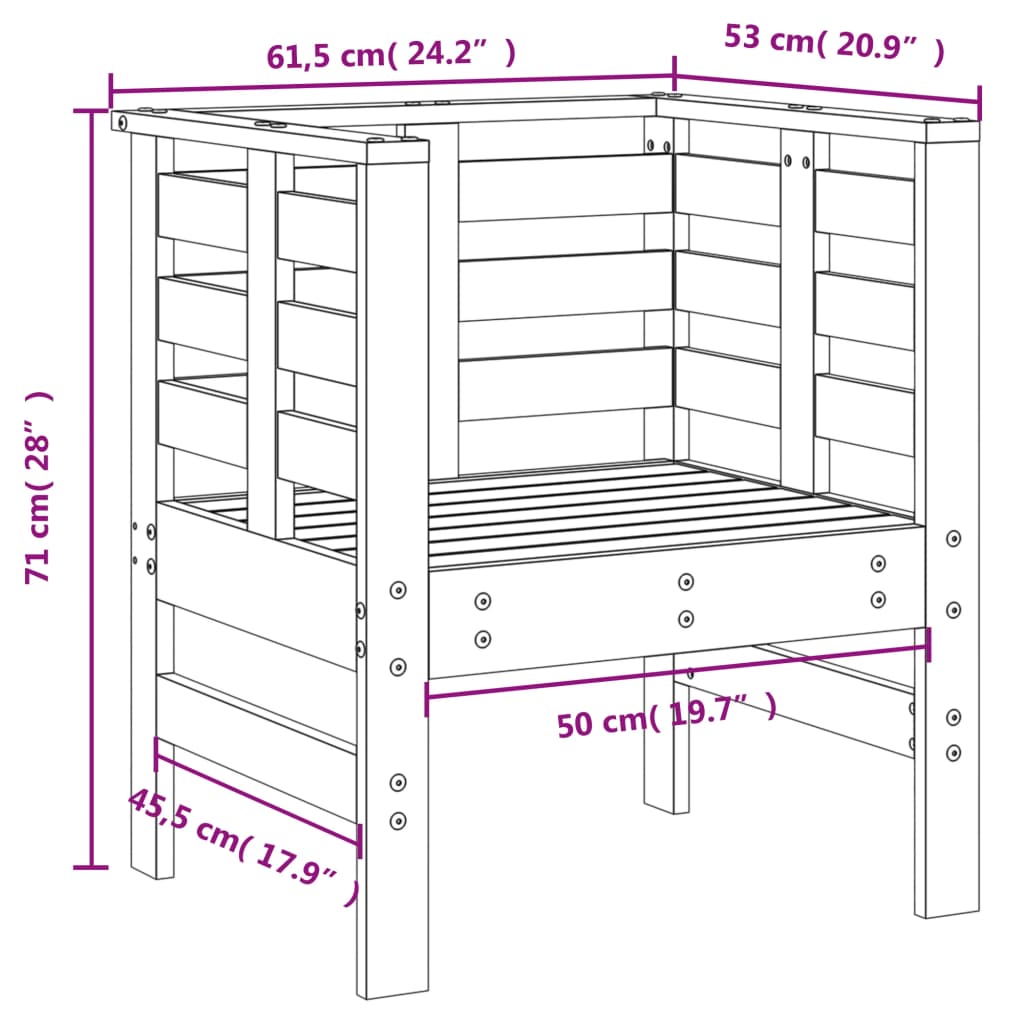 vidaXL Zahradní židle 2 ks 61,5 x 53 x 71 cm masivní borové dřevo