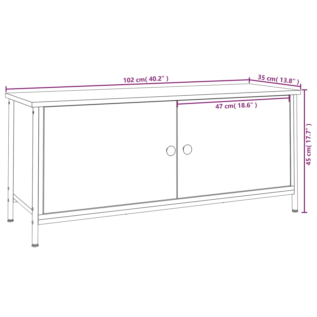 vidaXL TV skříňka s dvířky dub sonoma 102x35x45 cm kompozitní dřevo