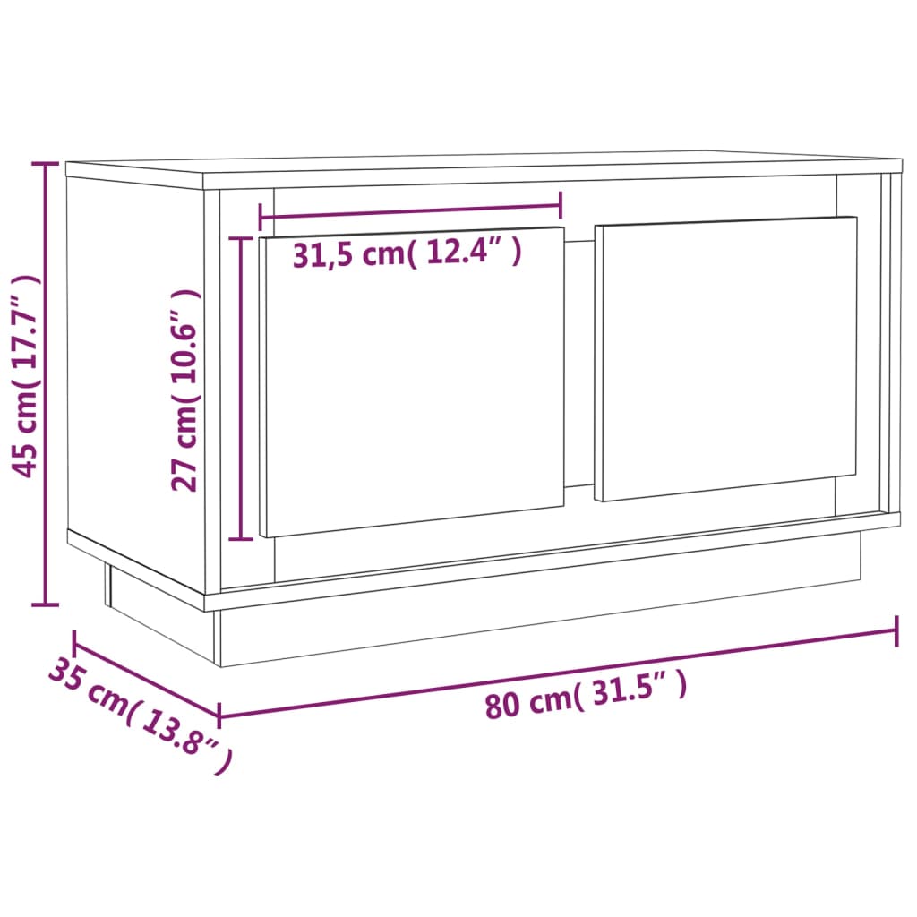 vidaXL TV skříňka šedá sonoma 80 x 35 x 45 cm kompozitní dřevo