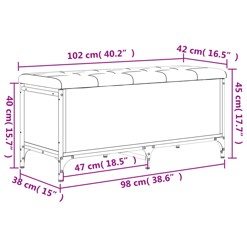 vidaXL Úložná lavice dub sonoma 102 x 42 x 45 cm kompozitní dřevo