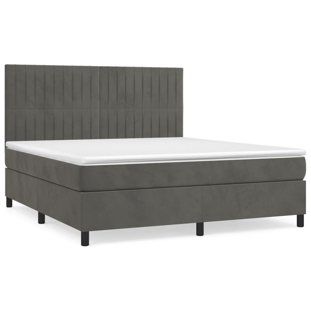 vidaXL Box spring postel s matrací tmavě šedá 160x200 cm samet