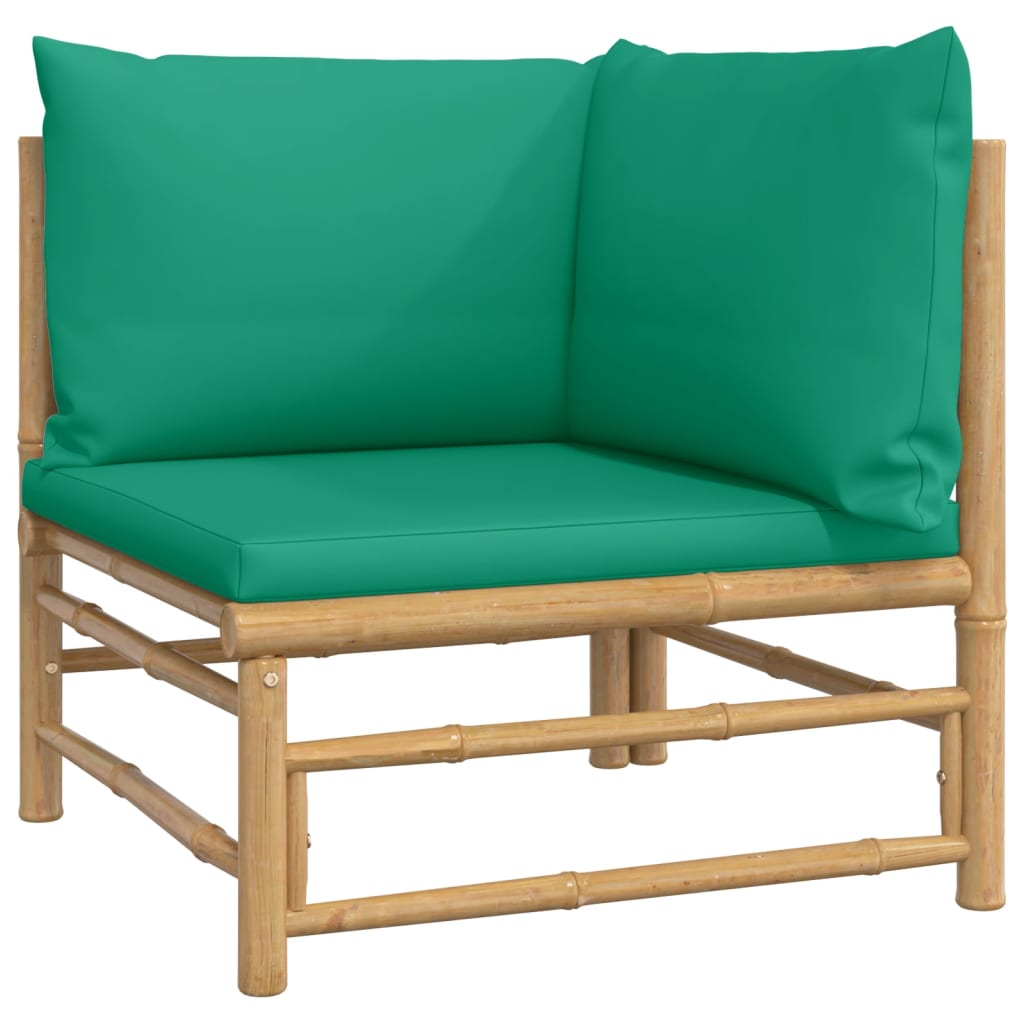 vidaXL 3dílná zahradní sedací souprava se zelenými poduškami bambus